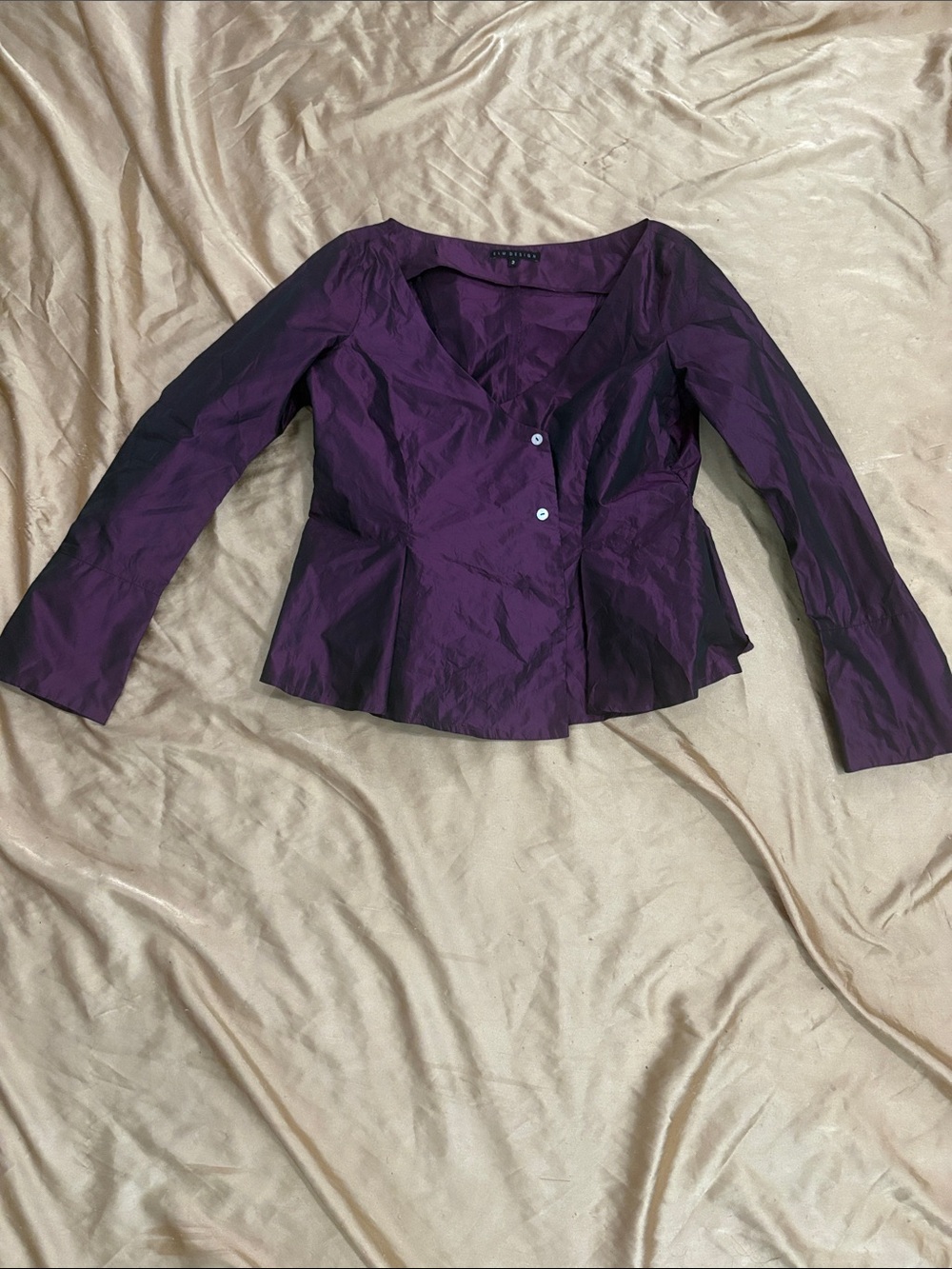 Elm Design Purple Satin-Look Peplum Button Jacket